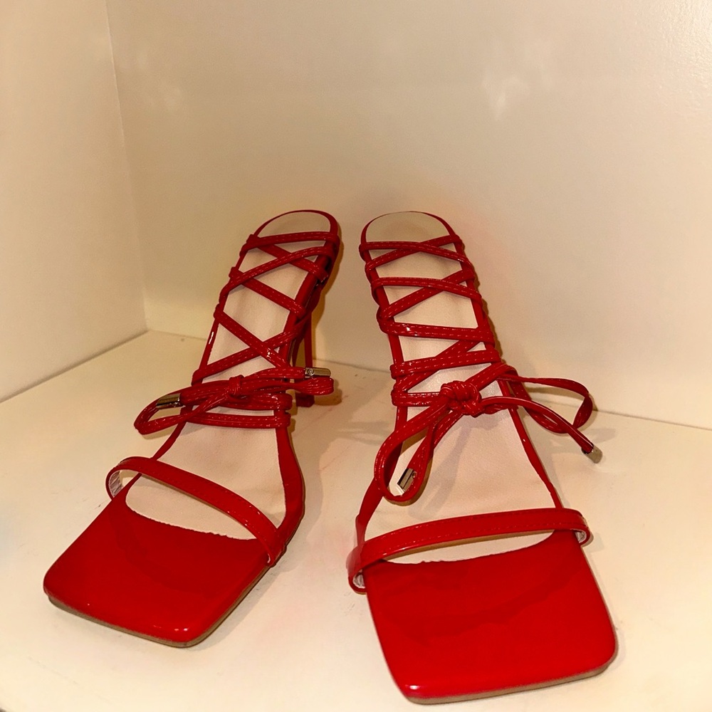 Red Lace Up Heels